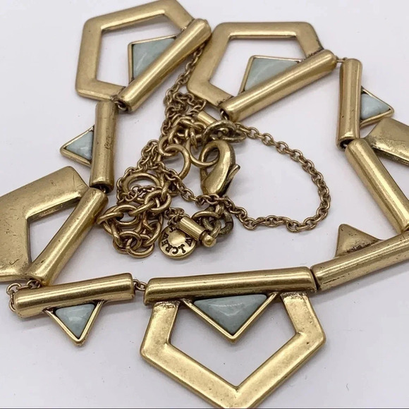 J. Crew Light Green Sliding Gems Gold Necklace - Picture 2 of 3